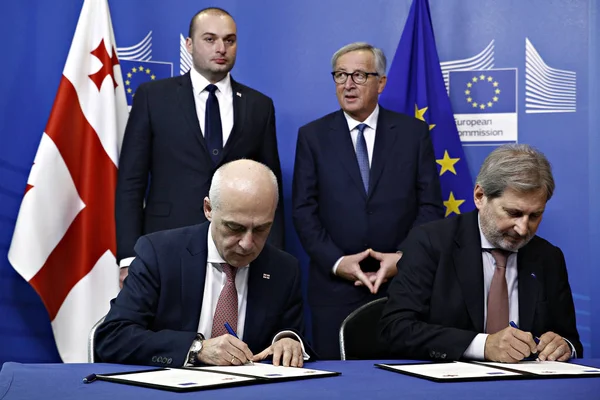 Правительство Грузии встретилось с комиссией ЕС в Брюсселе, Бельгия — стоковое фото