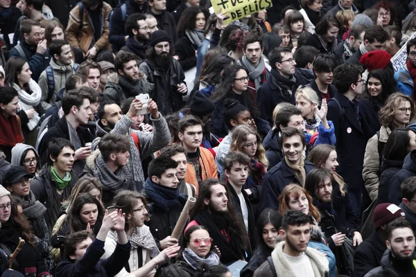 Manifestants Participant Une Manifestation Lors Une Journée Nationale Grève Contre — Photo