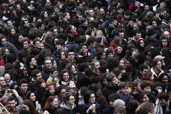 Protesters Attending Demonstration National Day Strike Reforms Paris France Mar — Stock Photo, Image