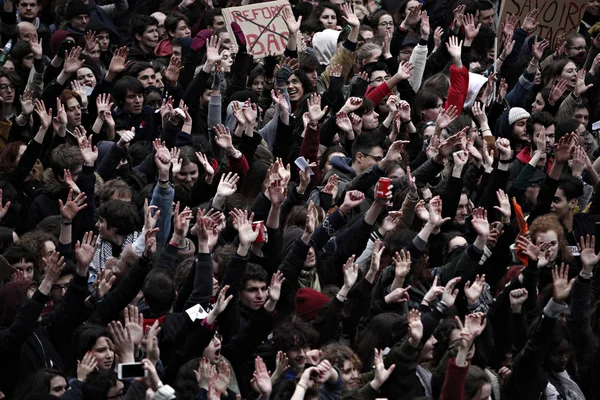 Demonstranten Die Een Demonstratie Bijwonen Tijdens Een Nationale Dag Van — Stockfoto