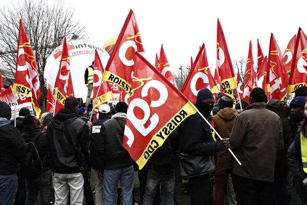 Demonstranterna Deltar Demonstration Nationell Strejk Dag Mot Reformer Paris Frankrike — Stockfoto