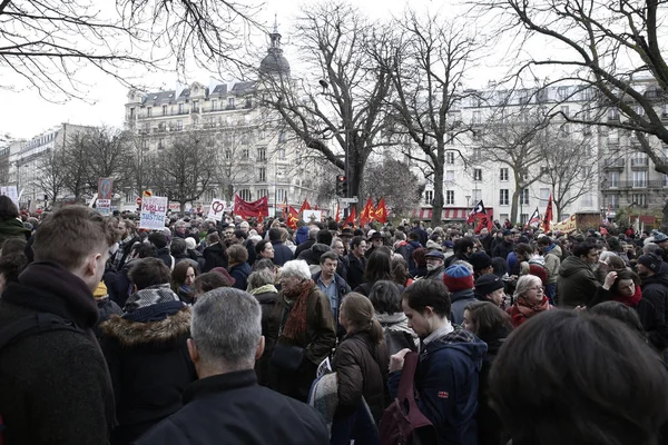 Studenci Chant Slogany Podczas Demonstracji Podczas Narodowego Dnia Strajku Przeciw — Zdjęcie stockowe