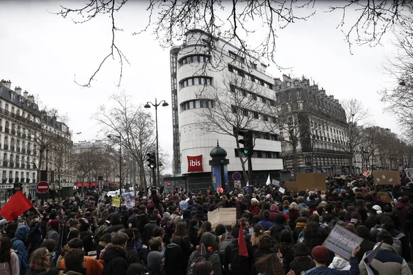 Demonstranti Kteří Zúčastní Demonstrace Během Národního Dne Úderu Proti Reformám — Stock fotografie