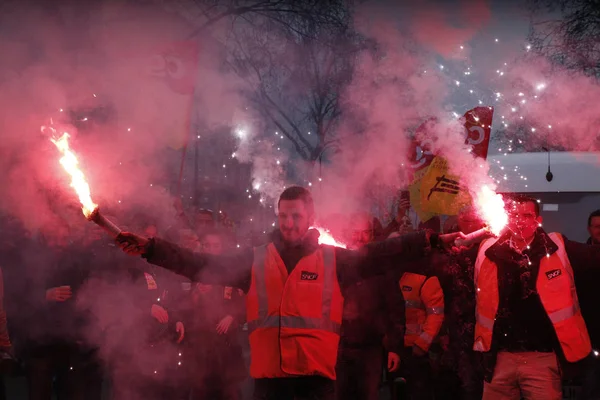 Des Manifestants Confédération Générale Française Des Syndicats Travail Allument Des — Photo