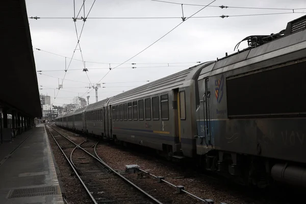 Paris Frankrike Mars 2018 Franska Tåg Sitter Plattform Vid Gare — Stockfoto