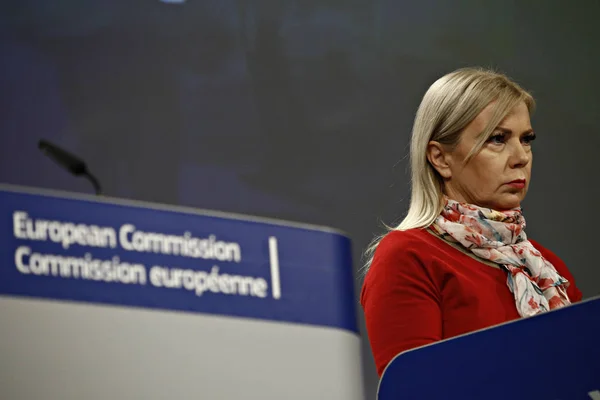 Conferencia de prensa del Vicepresidente Jyrki KATAINEN y de la Comisión — Foto de Stock