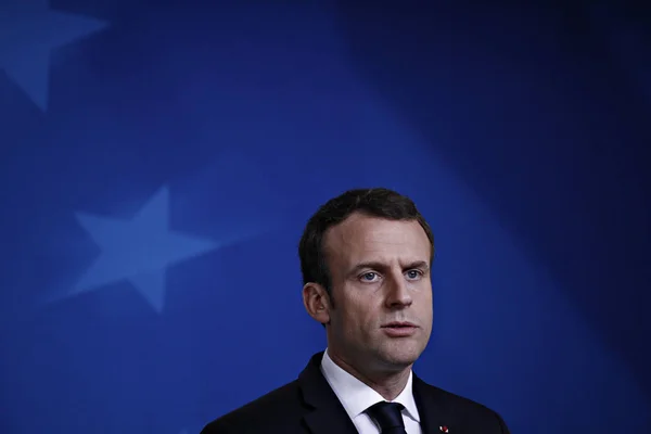 Brüksel Belçika Şubat 2018 Emmanuel Macron Avrupa Birliği Zirvesi Nin — Stok fotoğraf