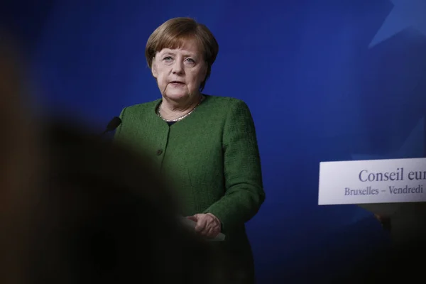 Tysklands förbundskansler Angela Merkel och Frankrikes president Emmanuel — Stockfoto