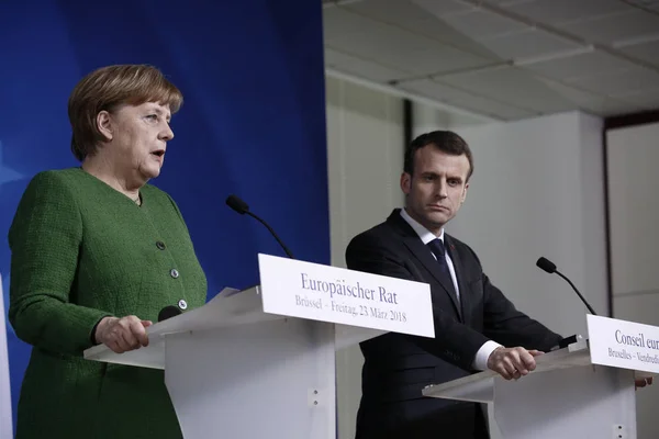 Brüssel Belgien März 2018 Die Deutsche Kanzlerin Angela Merkel Und — Stockfoto