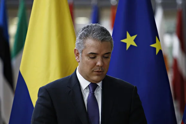 Presidente colombiano Ivan Duque Marquez na Bélgica — Fotografia de Stock