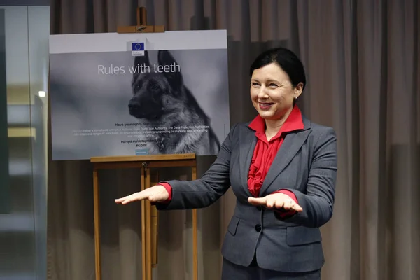 Na Gdpr se podílí i Evropský komisař Věra jourova — Stock fotografie