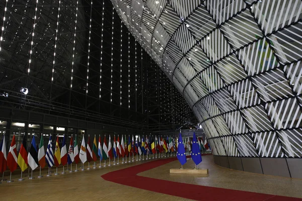 Bruksela Belgia Listopada 2018 Flagi Budynku Rady Podczas Szczytu — Zdjęcie stockowe