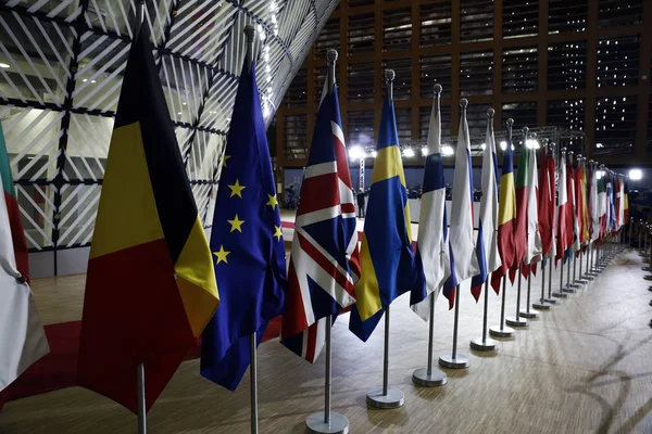 Brussels Belgium Nov 2018 Flags Member Europe Council Building — Stock Photo, Image