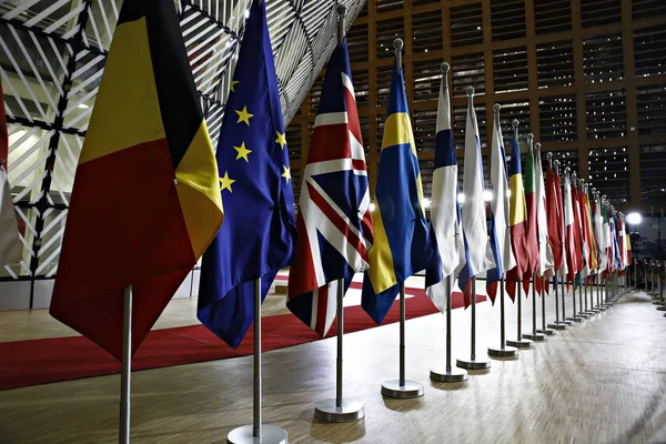 Brussels Belgium Nov 2018 Flags Member Europe Council Building — Stock Photo, Image