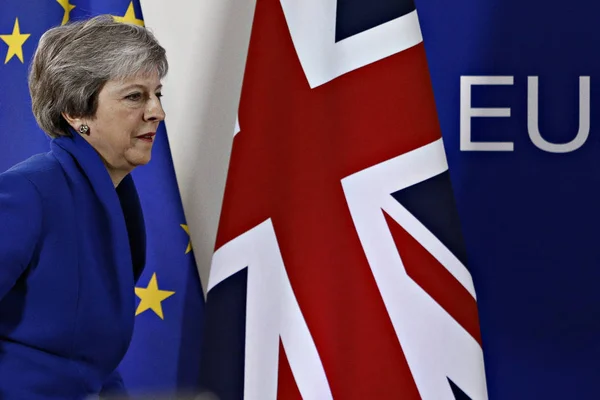 Britse eerste minister Theresa May spreekt tijdens een pers confere — Stockfoto