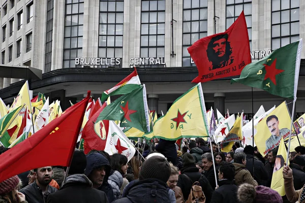 Belgie-Sýrie-Turecko-konflikty-Kurdové-demo — Stock fotografie