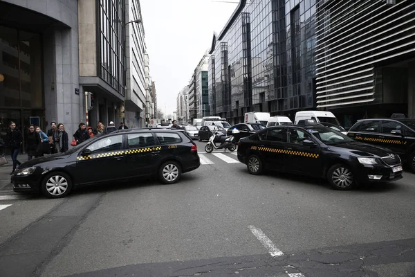 Strajk taksówkarzy, Bruksela — Zdjęcie stockowe