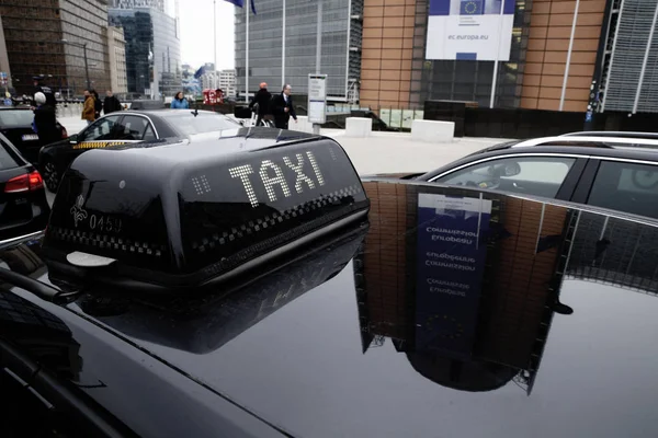 Taxikáři stávkující, Brusel — Stock fotografie