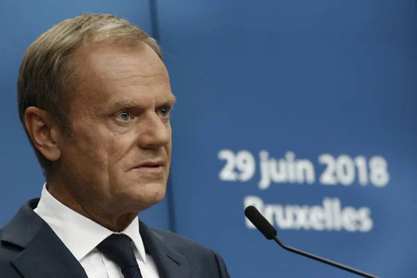 Conferencia de prensa - Cumbre de líderes de la Unión Europea, Bruselas — Foto de Stock