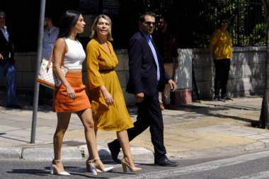 Vatandaşları Koruma Bakan Yardımcısı Katerina Papakosta, 29 Ağustos 2018 tarihinde Yunanistan'ın Başkenti Atina'daki Cumhurbaşkanlığı Sarayı'nda yeni atanan hükümet üyelerinin yemin törenine katılmak üzere geldi.