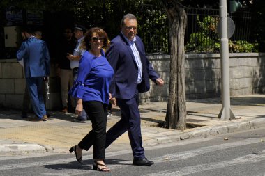Alternatif Çevre Bakanı Sokratis Famelos, 29 Ağustos 2018 tarihinde Yunanistan'ın Başkenti Atina'daki Cumhurbaşkanlığı Sarayı'nda yeni atanan hükümet üyelerinin yemin törenine katılmak üzere geldi.