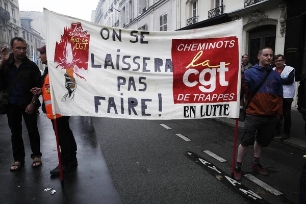 Trabajadores del ferrocarril protestan en París —  Fotos de Stock