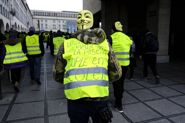 Protesto de Coletes Amarelos em Bruxelas — Fotografia de Stock