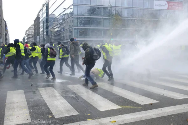 Protest żółte kamizelki w Brukseli — Zdjęcie stockowe