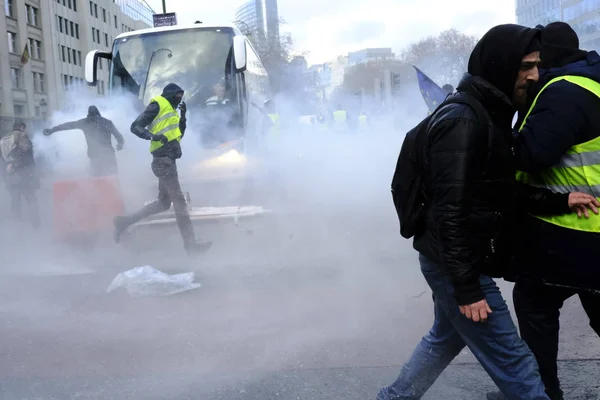 Протест против жёлтых жилетов в Брюсселе — стоковое фото