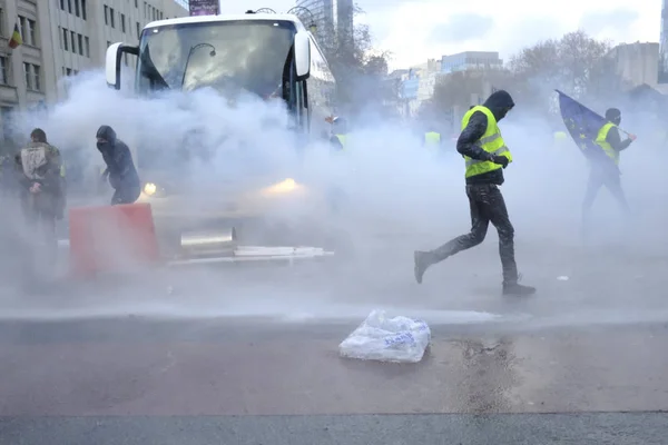 Протест против жёлтых жилетов в Брюсселе — стоковое фото