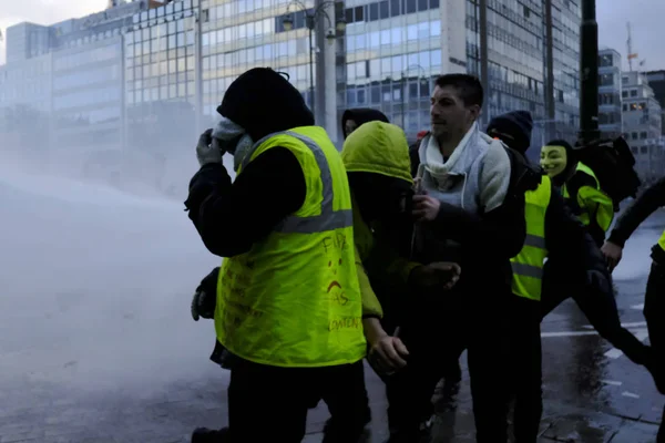 Gilets jaunes Manifestation à Bruxelles — Photo