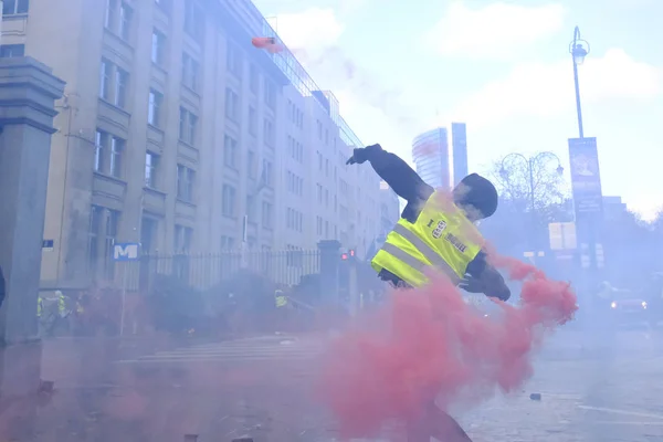 Protest żółte kamizelki w Brukseli — Zdjęcie stockowe