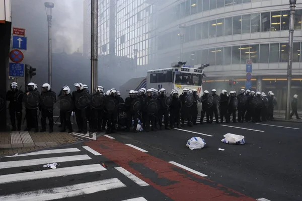 Protest żółte kamizelki w Brukseli — Zdjęcie stockowe