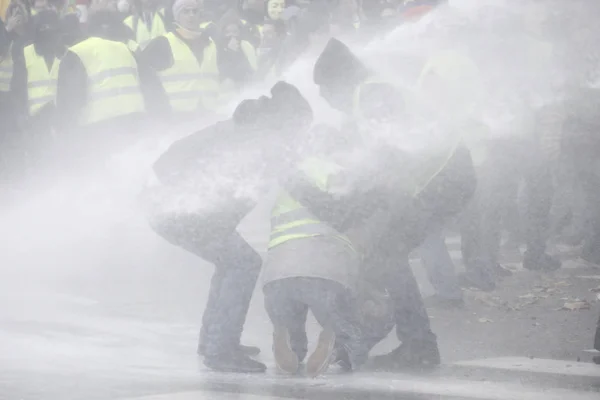 Žlutá vesta protestu v Bruselu — Stock fotografie