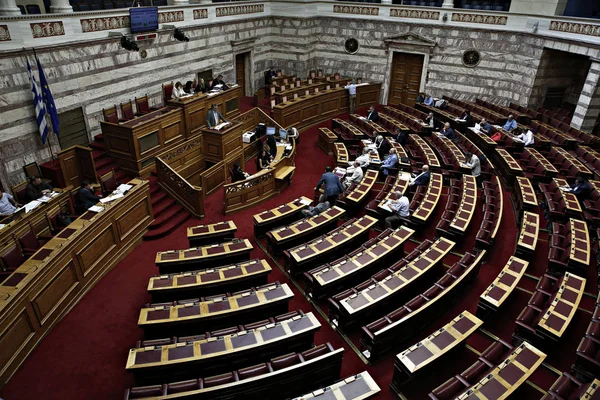 Обсуждение Голосование Предстоящему Законопроекту Здравоохранении Пленарном Заседании Греческого Парламента Августа — стоковое фото