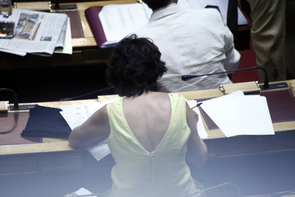 Diskussion Afstemning Det Kommende Sundhedslovforslag Det Græske Parlaments Plenarforsamling Den - Stock-foto