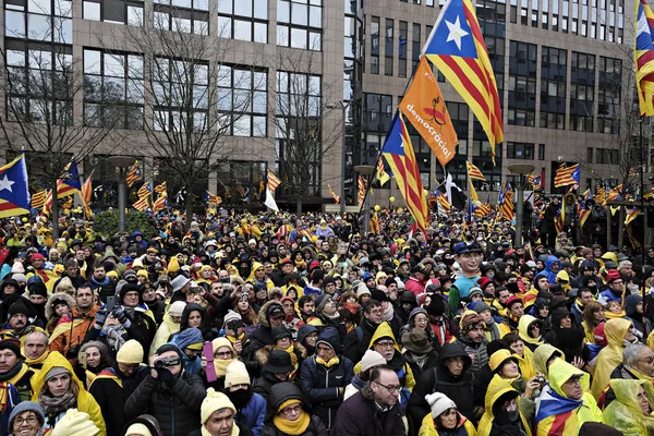 Belçika-Ispanya-Katalonya-siyaset-demo — Stok fotoğraf