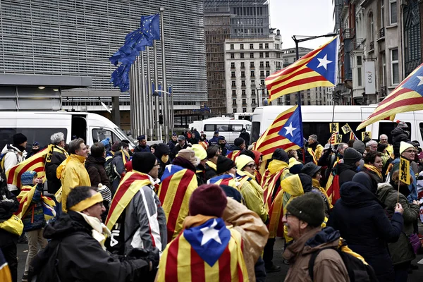 Belçika-Ispanya-Katalonya-siyaset-demo — Stok fotoğraf