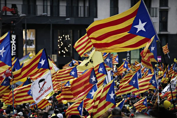 Belgium-Spanyolország-Katalónia-politika-demo — Stock Fotó