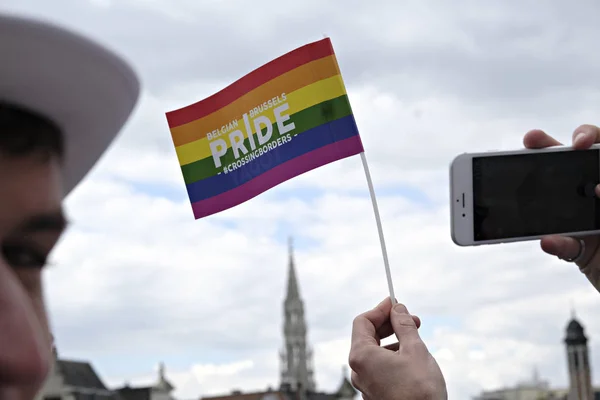 Deltagarna Marscherar Den Belgiska Gay Pride Paraden Bryssel Belgien Den — Stockfoto