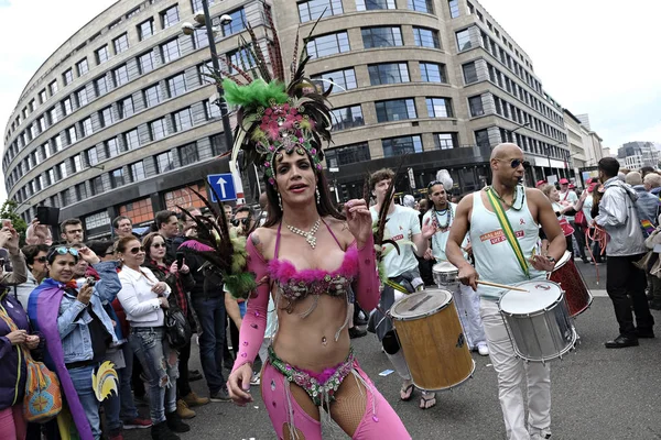 Katılımcılar Mayıs 2017 Tarihinde Brüksel Belçika Belçikalı Gay Pride Geçit — Stok fotoğraf
