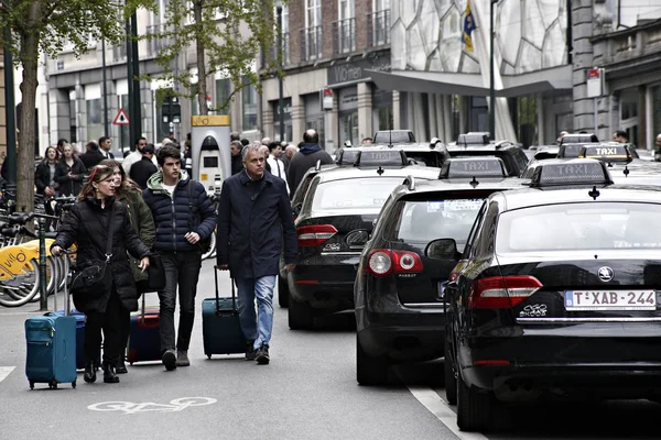 Belgia-protest-taksówka-Uber-transport — Zdjęcie stockowe