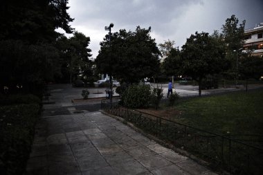 Yağış Atina, Yunanistan on Sep. 25, 2017.