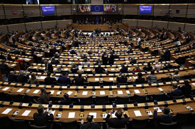 Brüksel 'de Avrupa Parlamentosu 'nun genel kurulu, Brüksel 'de Belçika, 26 Nisan 2017, Belçika.