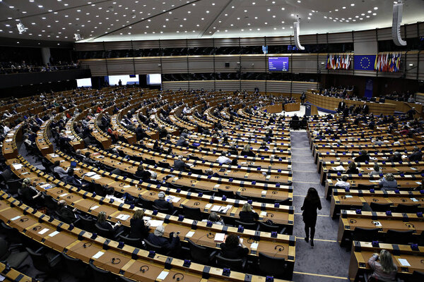 Plenary room of the European Parliament in Brussels, Belgium in Brussels, Belgium on April 26, 2017