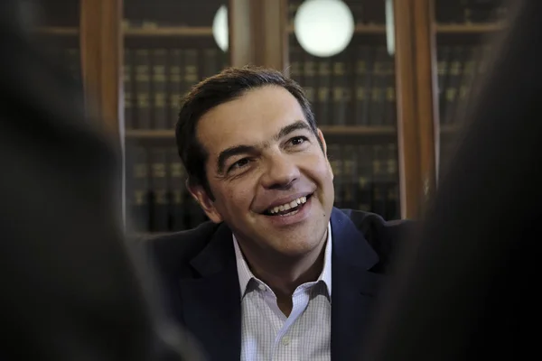 Setkání Řeckého Premiéra Alexis Tsipra Zainteresovaných Stran Severního Řecka Soluni — Stock fotografie