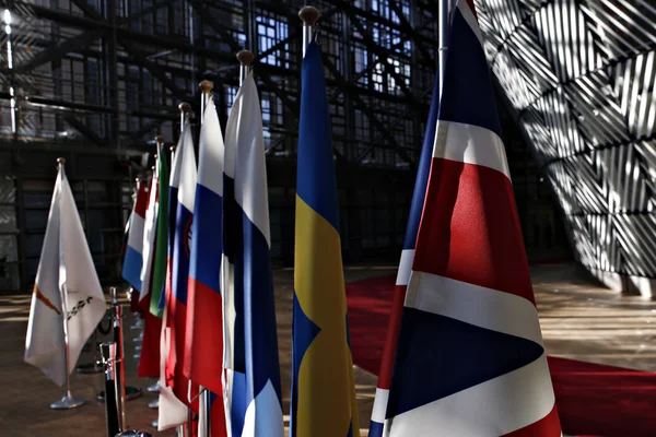 Bruselas Bélgica Abril 2017 Banderas Construcción Del Consejo Durante Cumbre —  Fotos de Stock