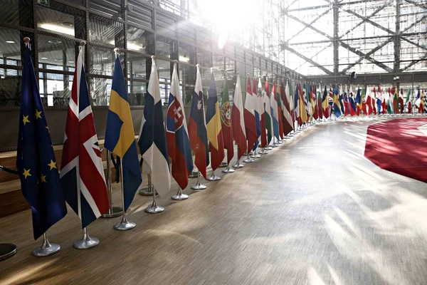 Brussels Belgium 29Th April 2017 Flags Council Building Summit — Stock Photo, Image