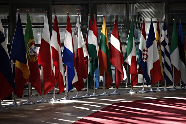 Bruselas Bélgica Abril 2017 Banderas Construcción Del Consejo Durante Cumbre —  Fotos de Stock