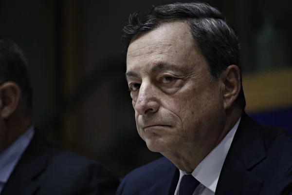 Presidente Del Banco Central Europeo Mario Draghi Pronuncia Discurso Comisión — Foto de Stock